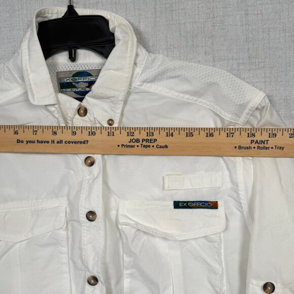 Ex Officio Button Down Roll Up Sleeve Travel Shirt White Chest Pockets Size M - Picture 6 of 11